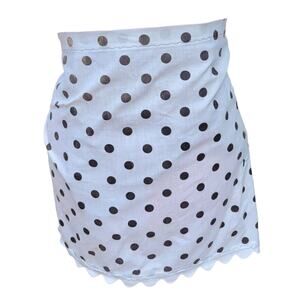 Half Apron Vintage Handmade White Brown Polka Dot Boho Hippie Retro